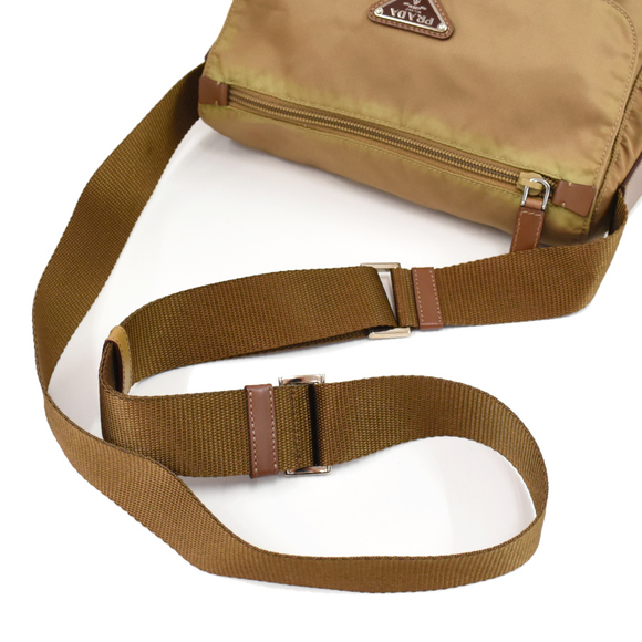 Prada Crossbody Shoulder Bag Nylon Leather Brown - Picture 7 of 9